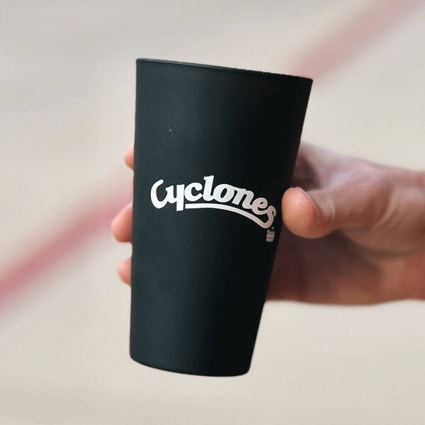 Cyclones Script Black & White Pint Glass (16oz)